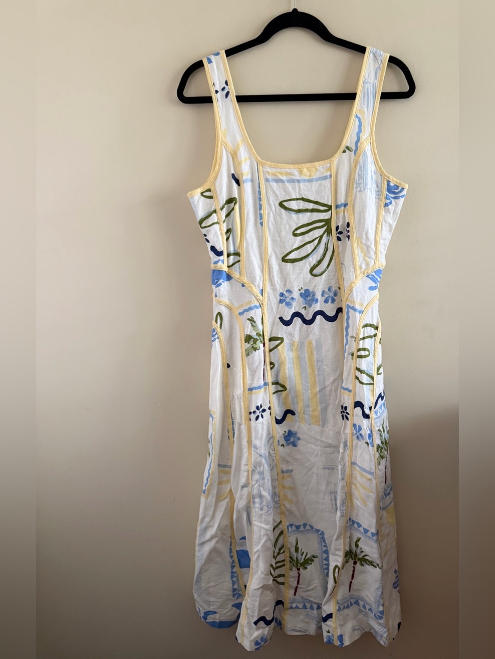 New! Caroline Constas White Midi Dress with Blue, Green & Yellow Floral Print - Picture 2 of 5